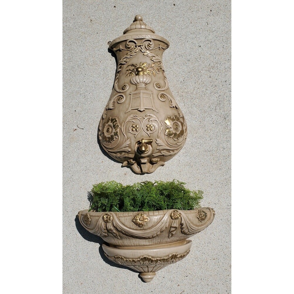 1965 New Art Studio Ceramic/Plaster Faux Wall Fountain Planter
